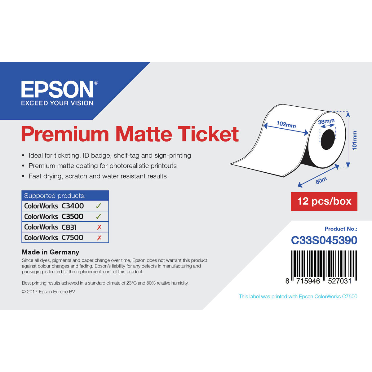 Printer labels Epson C33S045390